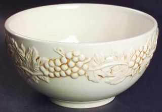 Euro Ceramica Vineyard Soup/Cereal Bowl, Fine China Dinnerware   Embossed Grapes