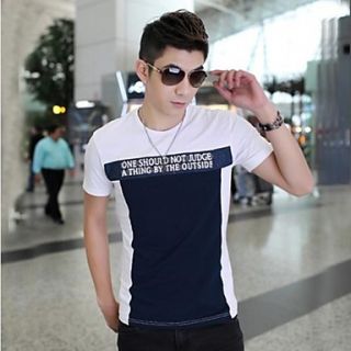 Mens Round Neck Slim Casual Short Sleeve Contrast Color T shirt(Acc Not Included)