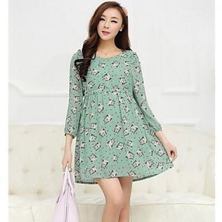 Maternity Cat Print 3/4 Sleeve Above Knee Dress