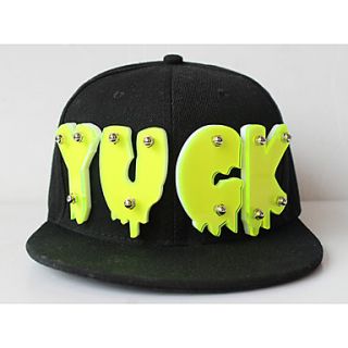 Unisex Crystal Flat Ledge Hat With Fluorescent Alphabet YUCK