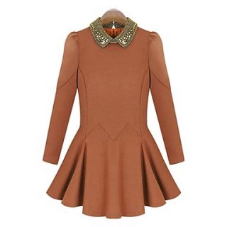 Womens Fashion Solid Color Long Sleeve Dress