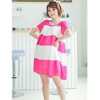 Maternity Contrast Color Loose Fit Chiffon Knee length Dress