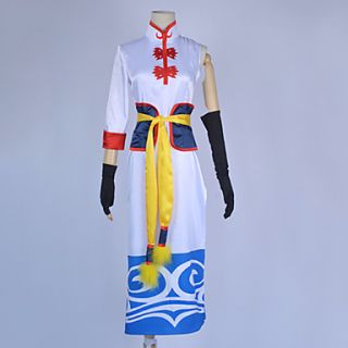 Gintama Kagura White Blue Satin Cosplay Costume