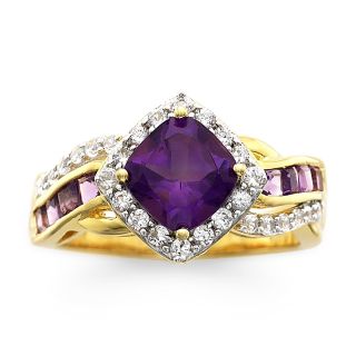 14K Gold Over Sterling Silver Amethyst & White Sapphire Ring, Womens