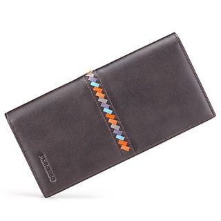 MenS Long Leather Couple Woven Wallet