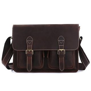 Mens Real Leather Messenger Shoulder Briefcase Bag