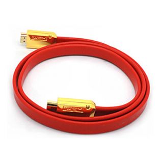 C Cable HDMI V1.4 Male to Male Cable Flat Type Red for 3D HD TV(5M)