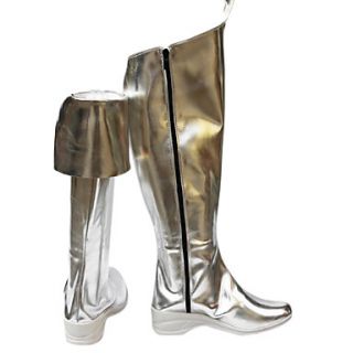 Vocaloid Miku Silver Fashion Shining Patent Leather Cosplay Boots