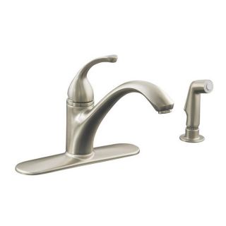 Kohler K 10412 bn Vibrant Brushed Nickel Forte Single control Kitchen Sink Faucet With Escutcheon, Sidespray And Lever Handle