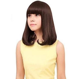 Fashion Capless Women Medium Curly Hair Synthetic Full Bang Wigs 4 Colors Available