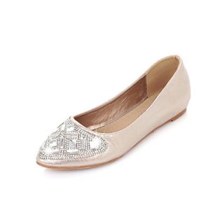 Leatherette Womens Flat Heel Ballerina Flats Shoes With Rhinestone (More Colors)