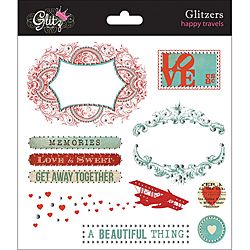Glitz Design Glitzers Happy Travels Transparent Stickers