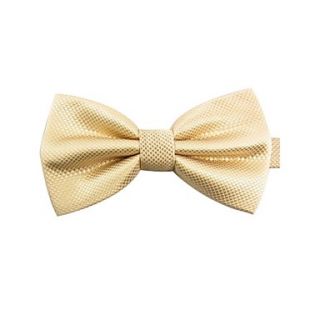 Mens Fashion Solid Colour Champagne Light Yellow Bowtie