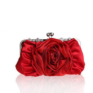 BPRX New WomenS Two Large Flowers Noble Silk Evening Bag (Red)