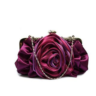 BPRX New WomenS Two Large Flowers Noble Silk Evening Bag (Purple)
