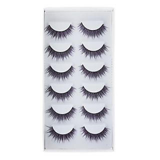 6Pcs High Simulation PurpleBlack Mixed Color False Eyelash XM34