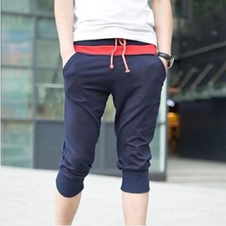 Mens Summer Casual Cropped Splicing Sweatpants(Acc Not Included)