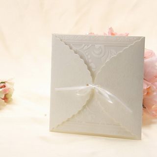 Embossed Wedding Invitation with Ribbon   Set of 50 (More Colors)