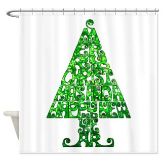  Merry Christmas Tree   Green Shower Curtain  Use code FREECART at Checkout