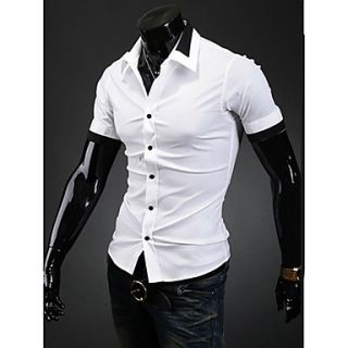 Midoo Short Sleeved Solid Color V Neck Shirt (White)