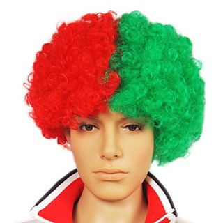 Capless Football Fans Party Wig(Portuguese Flag Colors)