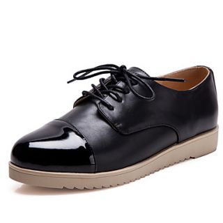 XNG 2014 Spring New Stitching Casual Flats Preppy Chic Shoes (Black)