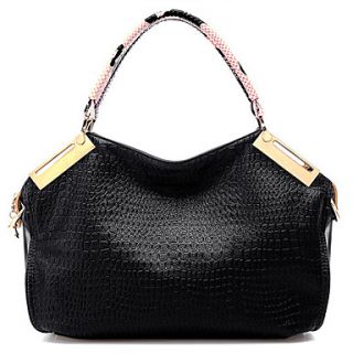 MIQIANLIN Womens Trendy Crocodile Stripe Handbag(Black)