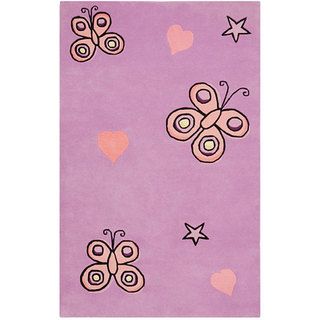 Hand tufted Kids Butterfly Rug (5 X 8) (PurplePattern AnimalMeasures 0.625 inch thickTip We recommend the use of a non skid pad to keep the rug in place on smooth surfaces.All rug sizes are approximate. Due to the difference of monitor colors, some rug 