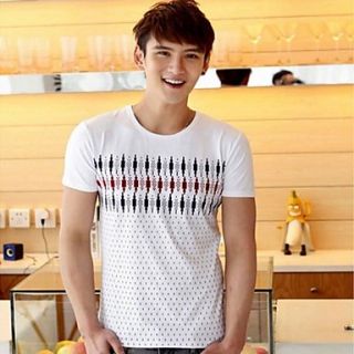 Mens Round Neck Slim Casual Short Sleeve Ethnic Printing T shirt(Except Acc)