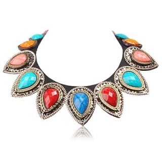 Colorful Water Drop Shaped Statement Bib Necklace