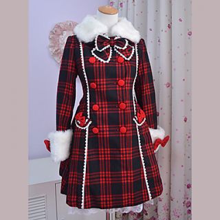 Scotland Girl Red Grids Polyester Sweet Lolita Coat