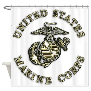  USMC emblem e16 Shower Curtain  Use code FREECART at Checkout