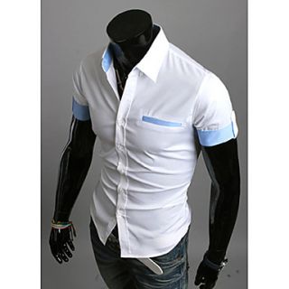 Midoo Short Sleeved Stand Collar Casual Shirt(White)