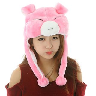 Unisex Cute Pink Pig Warm Fuzzy Kigurumi Aminal Beanie
