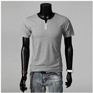 ZZT Small Multi  Button Short Sleeve V Neck MenS Casual Korean Version T Shirt