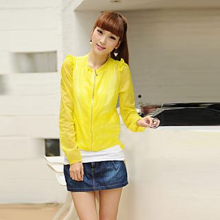 Loongzy Womens Korean Long Sleeve Thin Sunscreen Ventilate Yellow Shirt