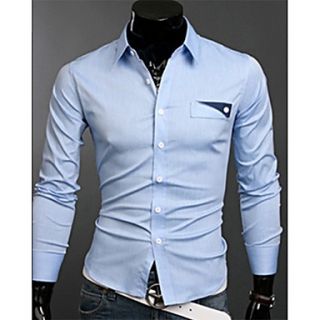 Mens Simple Contrast Color Casual Shirts