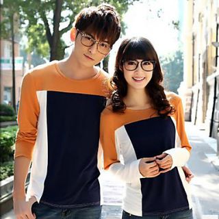 Aiyifang Casual Round Neck Slim Long Sleeve Lovers T Shirt(Screen Color)
