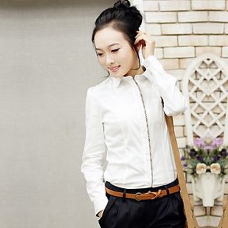 Veri Gude Womens Korean Bodycon Long Sleeve 100% Cotton White Shirt