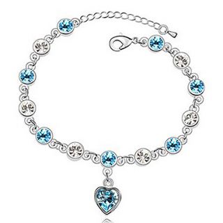 Xingzi Womens Charming Blue Crystal Dangling Link Bracklet