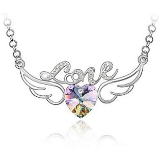 Xingzi Womens Charming Multi Color Heart With Wing Made With Swarovski Elements Crystal Necklace