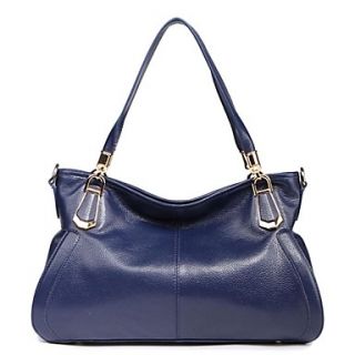 Womens Genuine Grain Leather Fashion Handbag Linning Color on Random