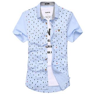 ARW Mens Bodycon New Style Short Sleeve Light Blue Shirt