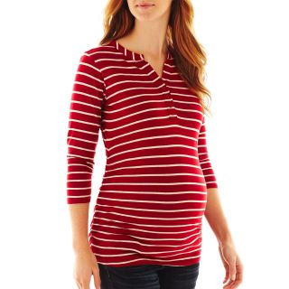 Maternity Striped Henley, Red