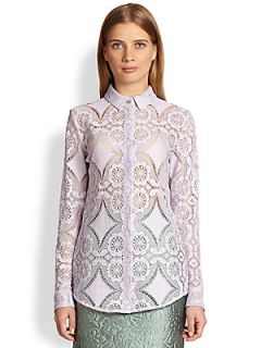 Burberry Prorsum Lace Button Front Shirt   Pale Lilac