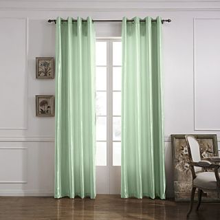 (One Panel Grommet Top) Modern Minimalist Light Green Solid Energy Saving Curtain