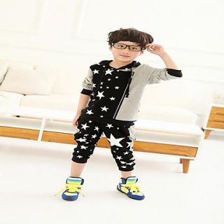 Boys Star Hoodie Collar Two Pieces Clothing Set