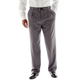 Stafford Travel Pleated Trousers   Portly, Gray, Mens