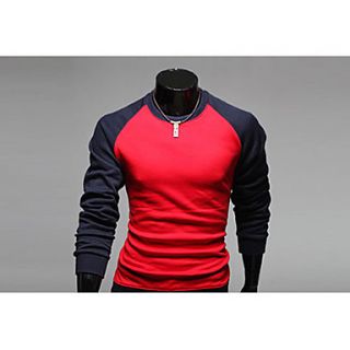 MSUIT MenS Color Matching Round Neck Long Sleeve T Shirt Z9143