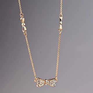 Alloy Crystal Bowknot Pendant Necklace